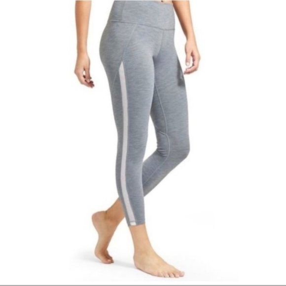 Athleta High Rise Mesh Chaturanga Active Leggings Gray White Medium - Picture 6 of 6